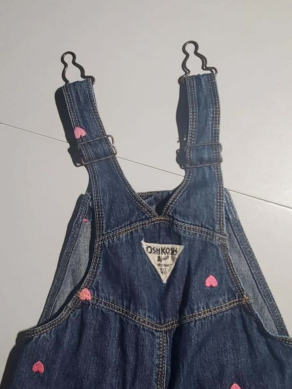 Oshkosh B’gosh Heart Embroidered Denim Shortalls sz 24 months